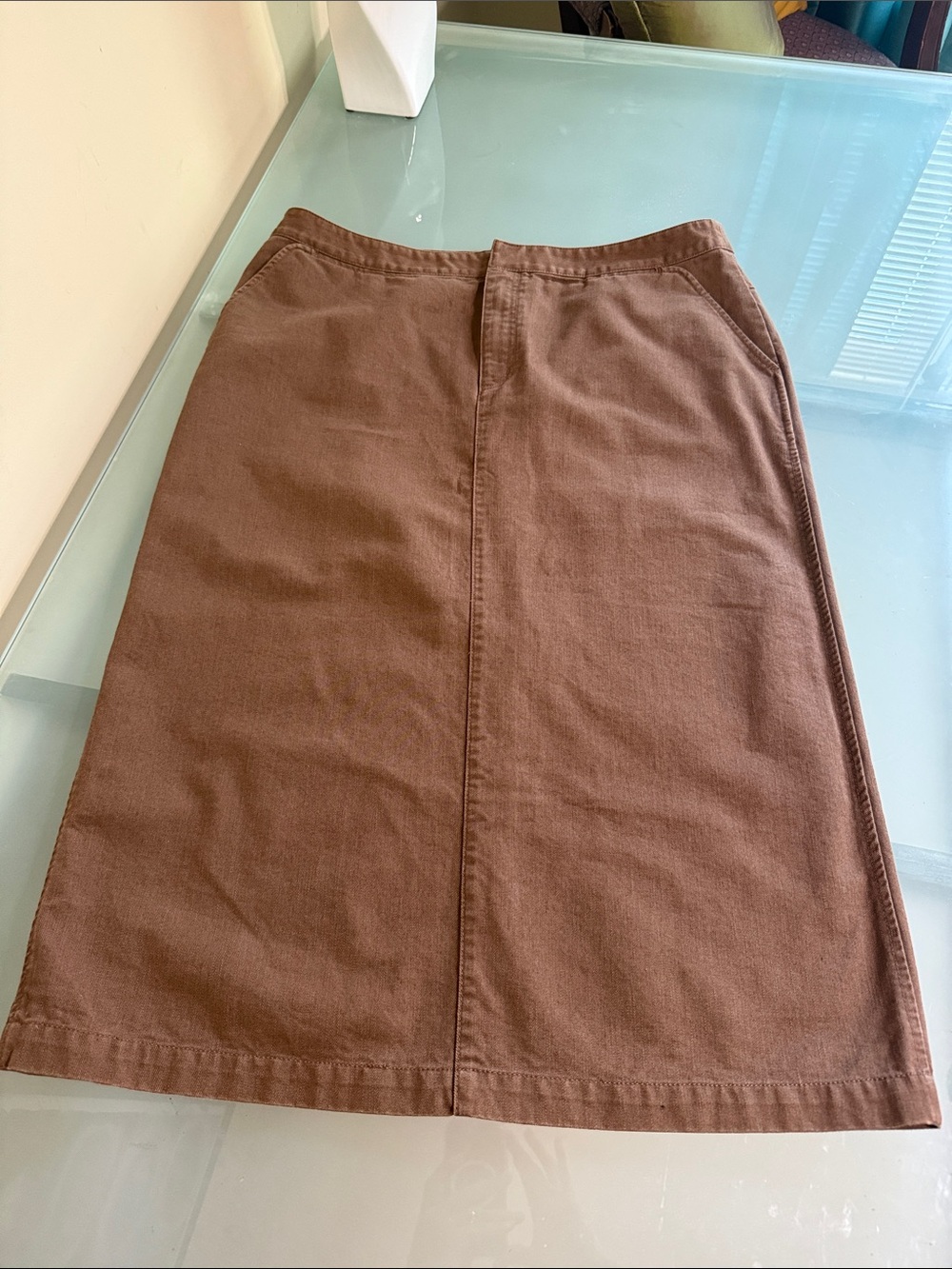 Eddie Bauer Denim Skirt Brown Denim Column Skirt Size 16